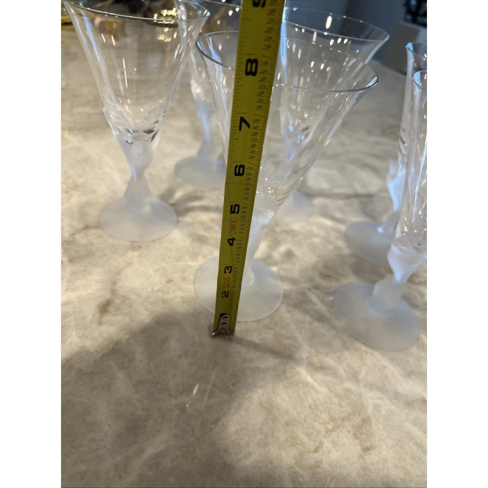 Set Of 6 Sasaki Crystal Wings Clear 7 3/4"Cordial Glasses Frosted Dove Bird New! - Picture 6 of 7